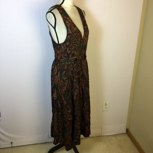 Vintage R.J. Stevens Jumper Dress Size 10P Womens Petite Brow Paisley Sleeveless - Picture 2 of 15